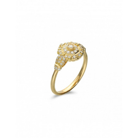 Anillo Oro Amarillo Y Diamantes. Género: Mujer. Material: Oro amarillo. Piedras: Diamantes