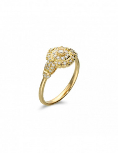 Anillo Oro Amarillo Y Diamantes