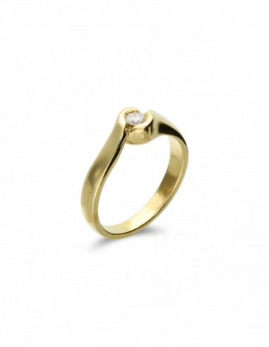 Anillo-Solitario Oro Amarillo y Diamante