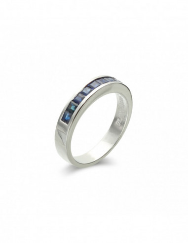 Anillo Oro Blanco Y Zafiros