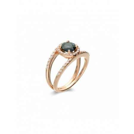 Anillo Oro Rosa, Zafiro y Diamantes. Género: Mujer. Material: Oro rosa. Piedras: Zafiros,Diamantes