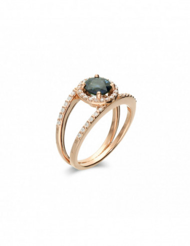 Anillo Oro Rosa, Zafiro y Diamantes