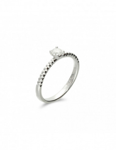 Anillo-Solitario Oro Blanco Y Diamante