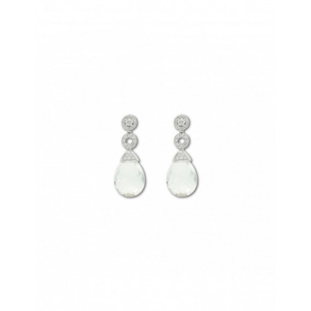 Pendientes Oro Blanco, Diamantes Y Cristal De Roca. Género: Mujer. Material: Oro blanco. Piedras: Diamantes,Otras gemas
