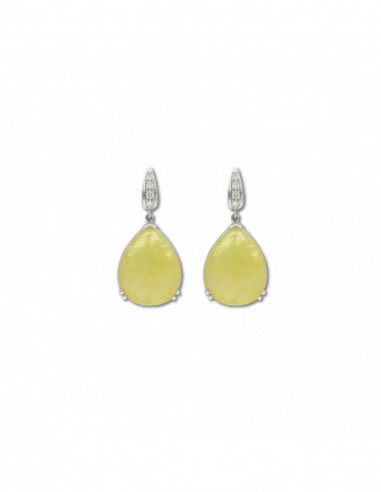Pendientes Oro Blanco, Diamantes Y Zafiro
