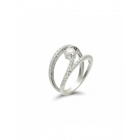 Anillo Oro Blanco Y Diamantes Doble Aro. Género: Mujer. Material: Oro blanco. Piedras: Diamantes