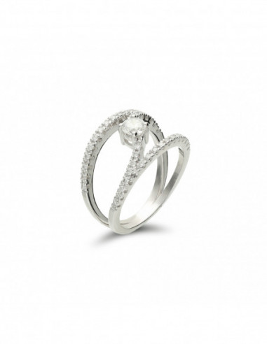 Anillo Oro Blanco Y Diamantes Doble Aro