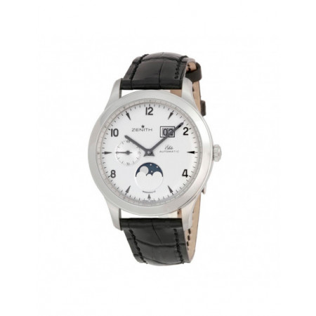 Reloj Zenith Class Fase Lunar 03.1125.691/01.C490. Género: Hombre. Material: Acero. Tamaño: De 39mm a 42mm. Correa: Piel. Color esfera: Blanco. Estilo: Clásico,Casual. Movimiento: Automático. Características técnicas: Hora y segundero,Calendario,Fases lunares