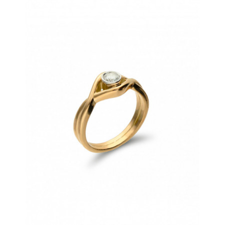 Anillo-Solitario Oro Amarillo-Blanco Y Diamante. Género: Mujer. Material: Oro amarillo,Oro blanco. Piedras: Diamantes