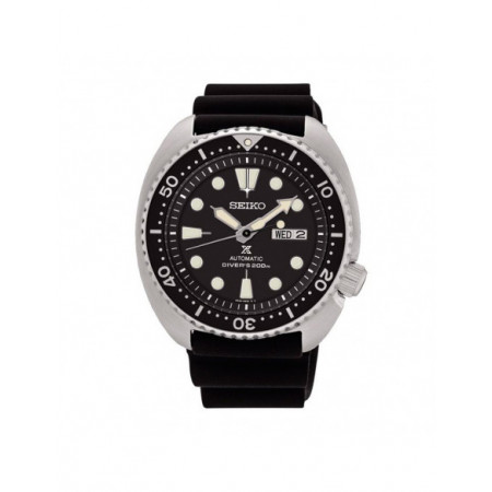 Reloj Seiko Prospex Divers Tortuga Negro SRPE93K1. Género: Hombre. Material: Acero. Tamaño: De 43mm a 46mm. Correa: Silicona. Color esfera: Negro. Estilo: Deportivo. Movimiento: Automático. Características técnicas: Hora y segundero,Calendario,Reserva de marcha