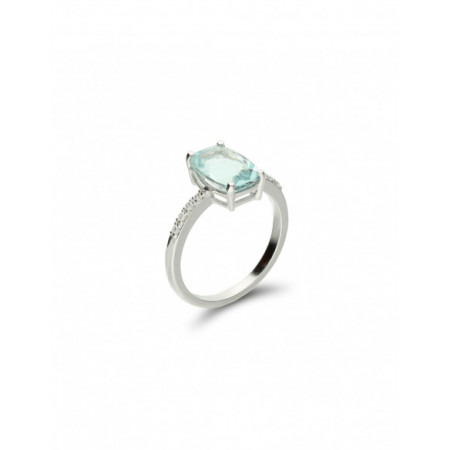 Anillo Oro Blanco, Aguamarina Y Diamantes. Género: Mujer. Material: Oro blanco. Piedras: Diamantes,Aguamarinas