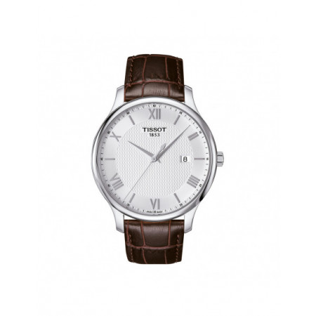 Reloj Tissot Tradition T063.610.16.038.00. Género: Hombre. Material: Acero. Tamaño: De 39mm a 42mm. Correa: Piel. Color esfera: Plata. Estilo: Clásico. Movimiento: Cuarzo. Características técnicas: Calendario,Hora y segundero