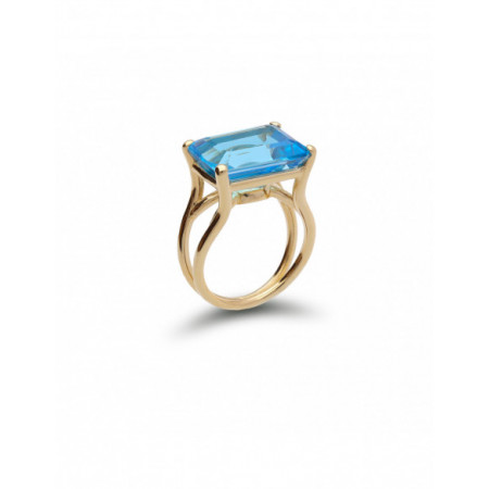 Anillo Oro Amarillo y Topacio. Género: Mujer. Material: Oro amarillo. Piedras: Topacio azul