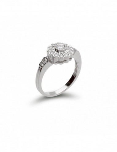 Anillo Oro Blanco Y Diamantes