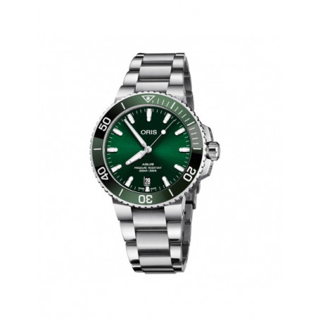 Reloj Oris Aquis Date 01 733 7730 4157. Género: Hombre. Material: Acero. Tamaño: De 43mm a 46mm. Correa: Acero. Color esfera: Verde. Estilo: Deportivo. Movimiento: Automático. Características técnicas: Hora y segundero,Calendario,Reserva de marcha