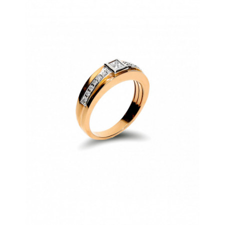 Anillo Oro Rosa Y Diamantes. Género: Mujer. Material: Oro rosa,Oro blanco. Piedras: Diamantes