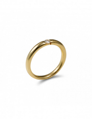 Anillo-Solitario Oro Amarillo Y Diamante