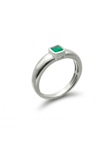 Anillo Oro Blanco Y Esmeralda
