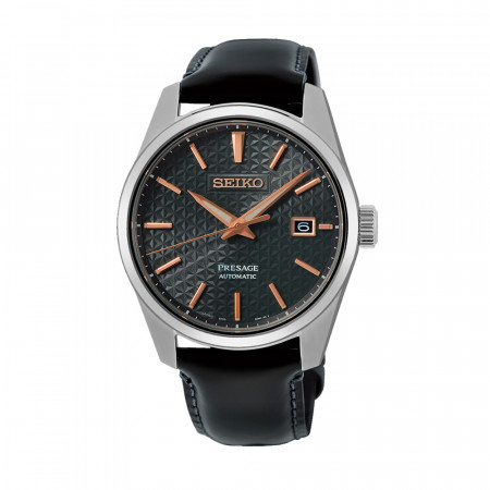 Reloj Seiko Presage Sharp Edged SPB231J1. Género: Hombre. Material: Acero. Tamaño: De 39mm a 42mm. Correa: Piel. Color esfera: Negro. Estilo: Casual,Cocktail. Movimiento: Automático. Características técnicas: Reserva de marcha,Hora y segundero,Calendario