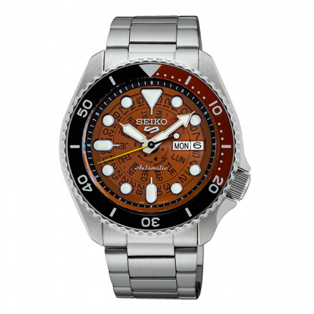 Reloj Seiko 5 Sports Time Sonar Brown SRPJ47K1. Género: Hombre. Material: Acero. Tamaño: De 39mm a 42mm. Correa: Acero. Color esfera: Marrón. Estilo: Deportivo. Movimiento: Automático. Características técnicas: Calendario,Hora y segundero,Reserva de marcha