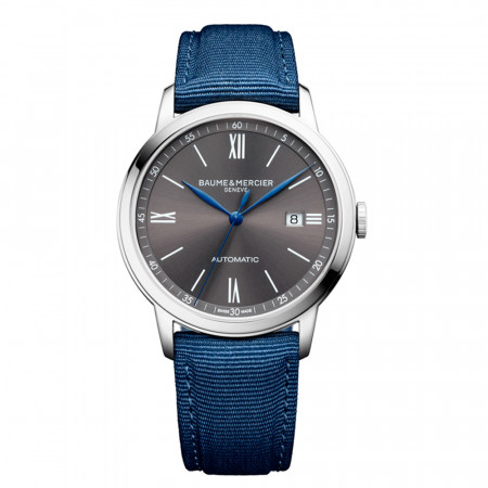 Reloj Baume Et Mercier Classima M0A10608. Género: Hombre. Material: Acero. Tamaño: De 39mm a 42mm. Correa: Nato. Color esfera: Gris. Estilo: Casual. Movimiento: Automático. Características técnicas: Hora y segundero,Calendario