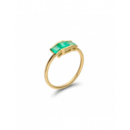 Anillo Oro Amarillo Y Esmeraldas. Género: Mujer. Material: Oro amarillo. Piedras: Esmeraldas