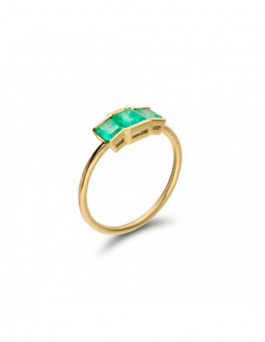 Anillo Oro Amarillo Y Esmeraldas