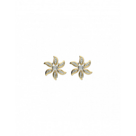 Pendientes Oro Amarillo-Blanco Y Diamantes. Material: Oro amarillo,Oro blanco. Piedras: Diamantes