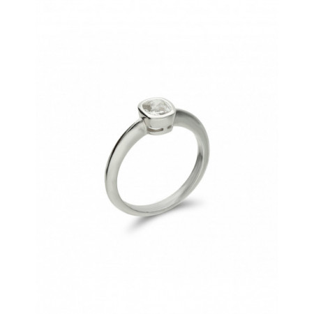 Anillo-Solitario Oro Blanco Y Diamante. Género: Mujer. Material: Oro blanco. Piedras: Diamantes