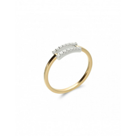 Anillo Oro Amarillo-Blanco Y Diamantes. Material: Oro amarillo,Oro blanco. Piedras: Diamantes