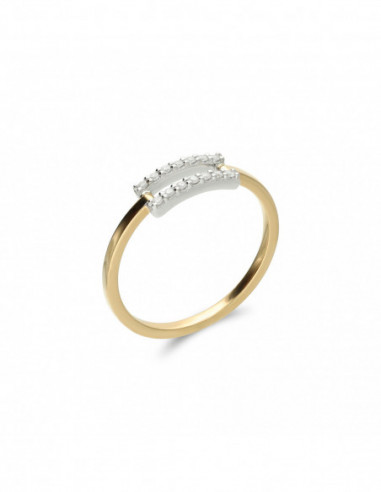 Anillo Oro Amarillo-Blanco Y Diamantes