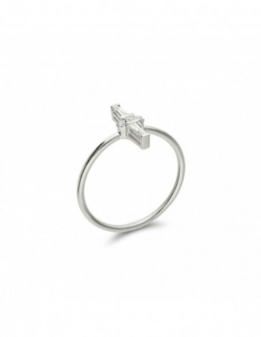 Anillo Oro Blanco Y Diamantes