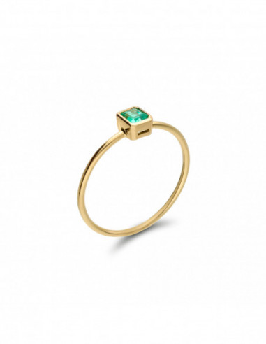 Anillo Oro Amarillo Y Esmeralda
