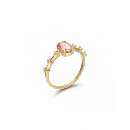 Anillo Oro Amarillo, Turmalina Y Diamantes. Género: Mujer. Material: Oro amarillo. Piedras: Diamantes,Turmalinas