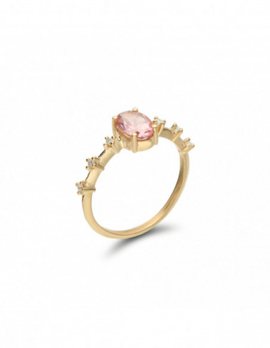 Anillo Oro Amarillo, Turmalina Y Diamantes