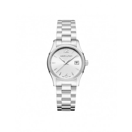 Reloj Hamilton Jazzmaster Lady H32351115. Género: Mujer. Material: Acero. Tamaño: De 32mm a 38mm. Correa: Acero. Color esfera: Plata. Estilo: Casual,Clásico. Movimiento: Cuarzo. Características técnicas: Hora y segundero,Calendario