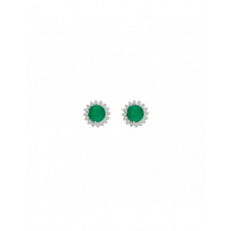 Pendientes Oro Blanco, Esmeralda Y Diamantes. Género: Mujer. Material: Oro blanco. Piedras: Diamantes,Esmeraldas