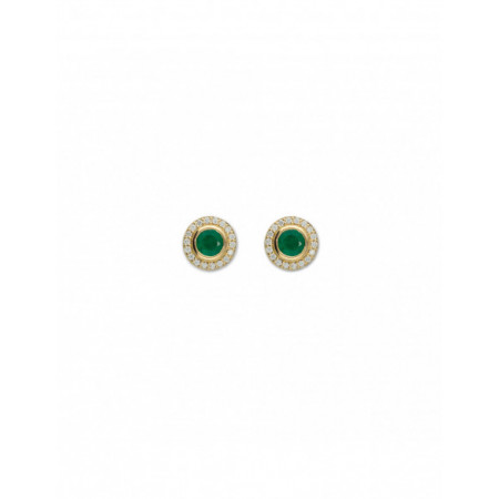 Pendientes Oro Amarillo, Esmeralda Y Diamantes. Género: Mujer. Material: Oro amarillo. Piedras: Diamantes,Esmeraldas