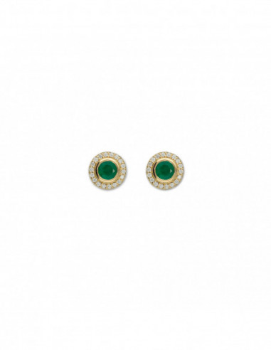 Pendientes Oro Amarillo, Esmeralda Y Diamantes
