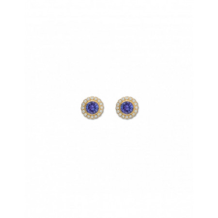 Pendientes Oro Amarillo, Tanzanita Y Diamantes. Género: Mujer. Material: Oro amarillo. Piedras: Diamantes,Tanzanita