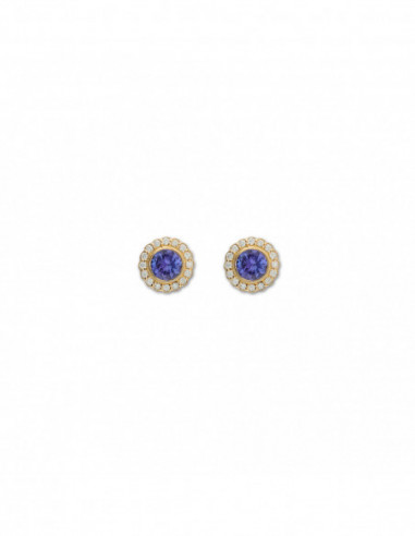 Pendientes Oro Amarillo, Tanzanita Y Diamantes