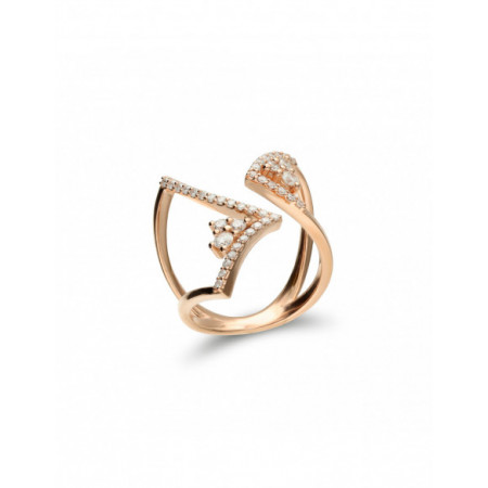 Anillo Oro Rosa Y Diamantes. Género: Mujer. Material: Oro rosa. Piedras: Diamantes