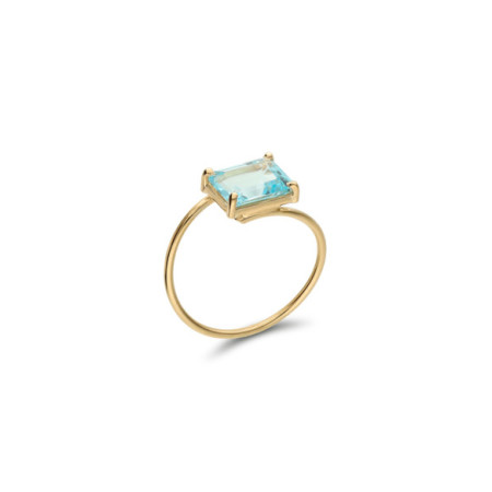 Anillo Oro Amarillo Y Topacio. Género: Mujer. Material: Oro amarillo. Piedras: Topacio azul