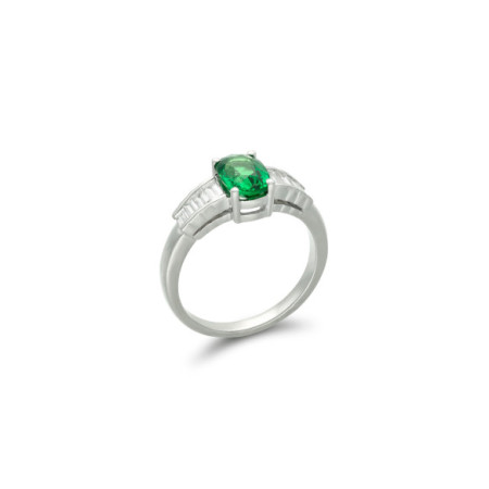 Anillo Oro Blanco, Tsavorita Y Diamantes. Género: Mujer. Material: Oro blanco. Piedras: Tsavorita