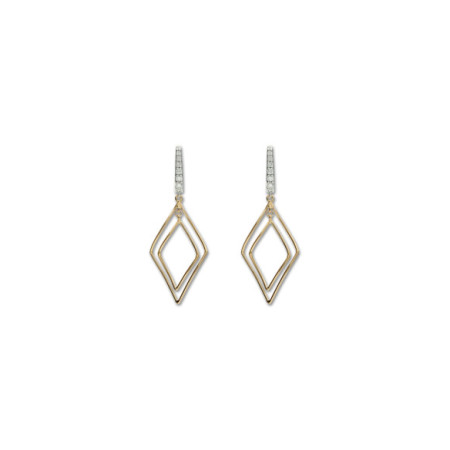 Pendientes Oro Amarillo-Blanco Y Diamantes. Género: Mujer. Material: Oro amarillo,Oro blanco. Piedras: Diamantes