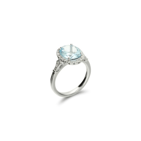 Anillo Oro Blanco, Aguamarina Y Diamantes. Género: Mujer. Material: Oro blanco. Piedras: Aguamarinas,Diamantes