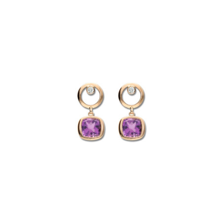 Pendientes Oro Rosa Y Plata Piedras. Género: Mujer. Material: Oro rosa,Plata. Piedras: Circonitas,Amatistas