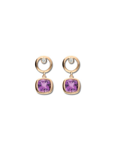 Pendientes Oro Rosa Y Plata Piedras